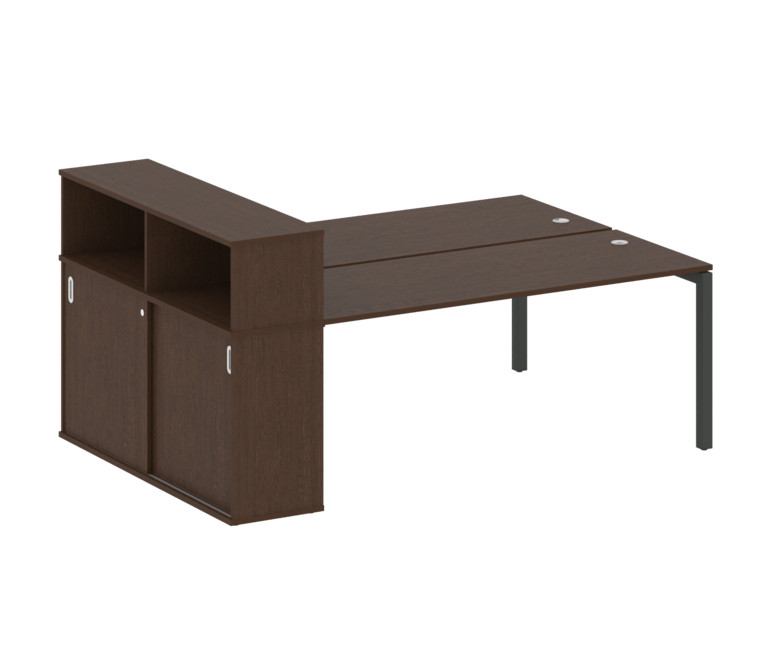 Metal System Quattro Рабочая станция с шкафом-купе на П-образном м/к 50БП.РС-СШК-2.5 Т Венге Цаво/Ме