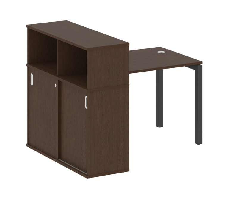 Metal System Quattro Стол письменный с шкафом-купе на П-образном м/к 50БП.РС-СШК-3.1 Т Венге Цаво/Ме