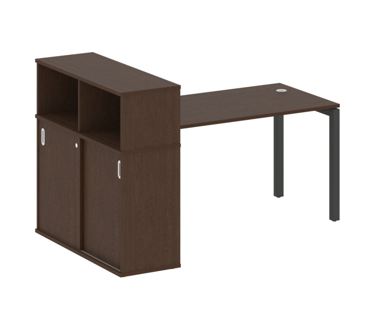 Metal System Quattro Стол письменный с шкафом-купе на П-образном м/к 50БП.РС-СШК-3.3 Т Венге Цаво/Ме