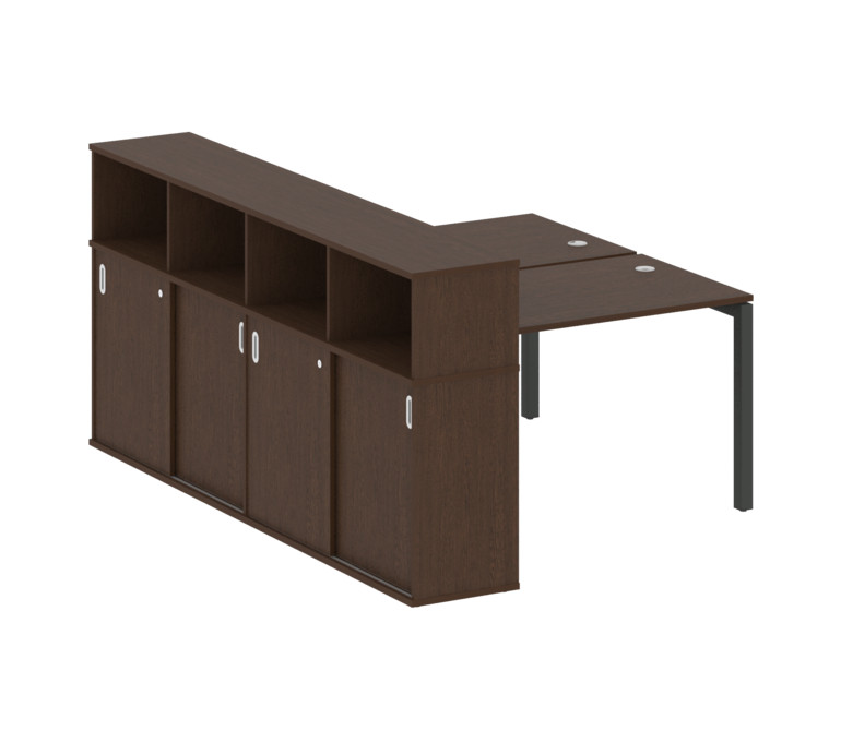 Metal System Quattro Рабочая станция с шкафом-купе на П-образном м/к 50БП.РС-СШК-4.2 Т Венге Цаво/Ме