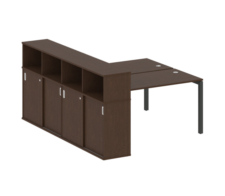 Metal System Quattro Рабочая станция с шкафом-купе на П-образном м/к 50БП.РС-СШК-4.3 Т Венге Цаво/Ме