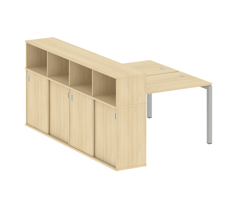 Metal System Quattro Рабочая станция с шкафом-купе на П-образном м/к 50БП.РС-СШК-4.2 Т Акация Лорка/
