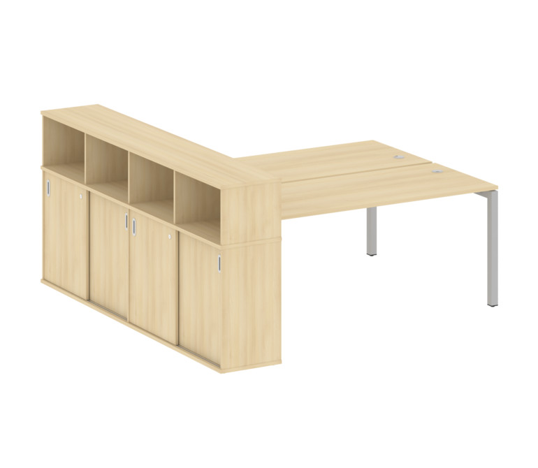 Metal System Quattro Рабочая станция с шкафом-купе на П-образном м/к 50БП.РС-СШК-4.5 Т Акация Лорка/
