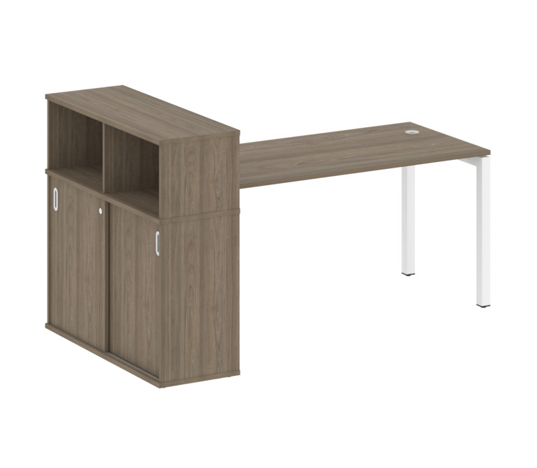 Metal System Quattro Стол письменный с шкафом-купе на П-образном м/к 50БП.РС-СШК-3.4 Т Вяз Благородн