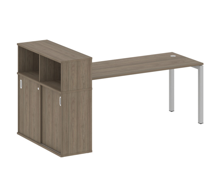 Metal System Quattro Стол письменный с шкафом-купе на П-образном м/к 50БП.РС-СШК-3.5 Т Вяз Благородн