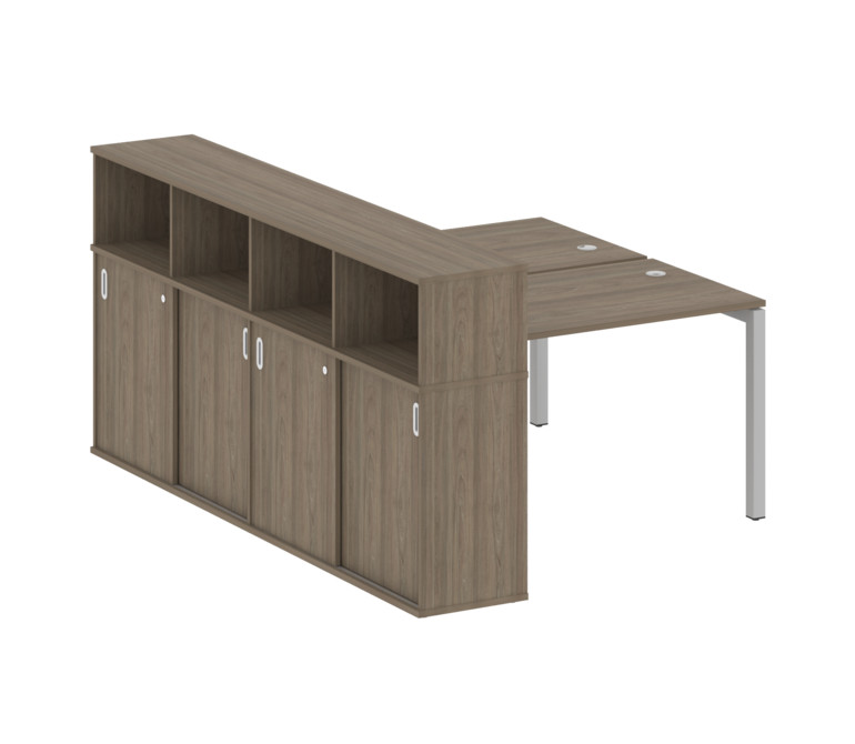 Metal System Quattro Рабочая станция с шкафом-купе на П-образном м/к 50БП.РС-СШК-4.2 Т Вяз Благородн