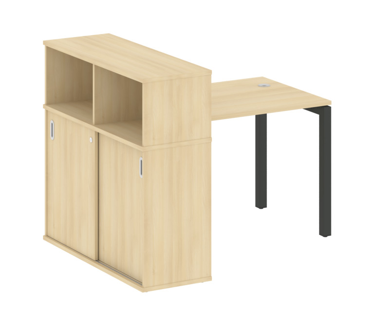 Metal System Quattro Стол письменный с шкафом-купе на П-образном м/к 50БП.РС-СШК-3.1 Т Акация Лорка/