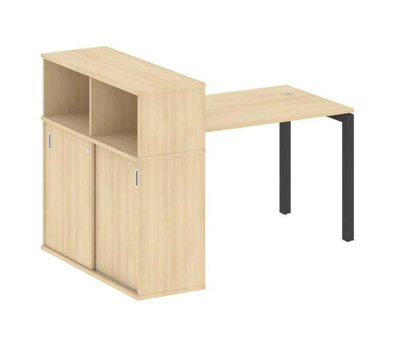Metal System Quattro Стол письменный с шкафом-купе на П-образном м/к 50БП.РС-СШК-3.2 Т Акация Лорка/