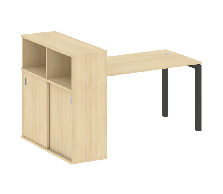 Metal System Quattro Стол письменный с шкафом-купе на П-образном м/к 50БП.РС-СШК-3.3 Т Акация Лорка/