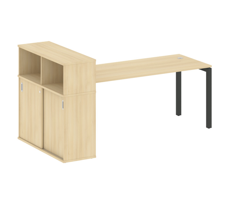 Metal System Quattro Стол письменный с шкафом-купе на П-образном м/к 50БП.РС-СШК-3.5 Т Акация Лорка/