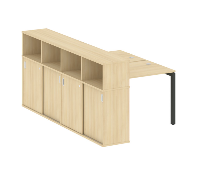 Metal System Quattro Рабочая станция с шкафом-купе на П-образном м/к 50БП.РС-СШК-4.1 Т Акация Лорка/