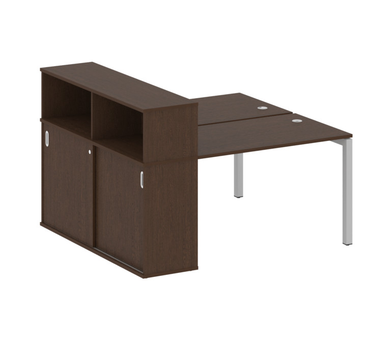 Metal System Quattro Рабочая станция с шкафом-купе на П-образном м/к 50БП.РС-СШК-2.2 Т Венге Цаво/Ме
