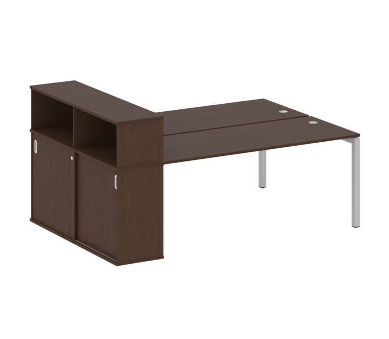 Metal System Quattro Рабочая станция с шкафом-купе на П-образном м/к 50БП.РС-СШК-2.5 Т Венге Цаво/Ме