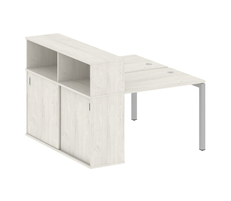 Metal System Quattro Рабочая станция с шкафом-купе на П-образном м/к 50БП.РС-СШК-2.1 Т Дуб Наварра/М