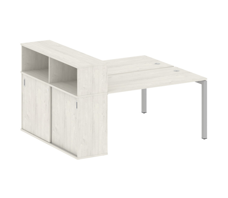 Metal System Quattro Рабочая станция с шкафом-купе на П-образном м/к 50БП.РС-СШК-2.3 Т Дуб Наварра/М