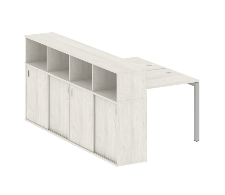 Metal System Quattro Рабочая станция с шкафом-купе на П-образном м/к 50БП.РС-СШК-4.1 Т Дуб Наварра/М