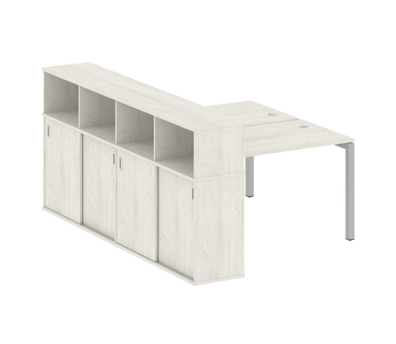 Metal System Quattro Рабочая станция с шкафом-купе на П-образном м/к 50БП.РС-СШК-4.2 Т Дуб Наварра/М