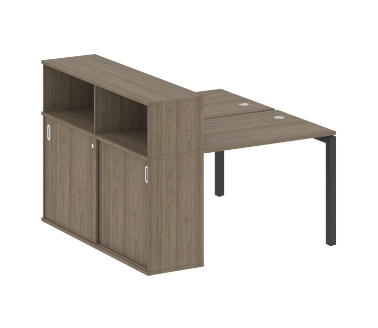 Metal System Quattro Рабочая станция с шкафом-купе на П-образном м/к 50БП.РС-СШК-2.1 Т Вяз Благородн