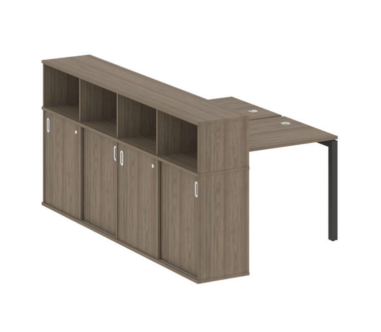 Metal System Quattro Рабочая станция с шкафом-купе на П-образном м/к 50БП.РС-СШК-4.1 Т Вяз Благородн