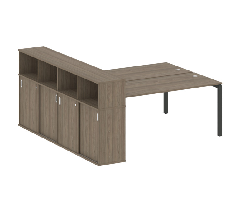 Metal System Quattro Рабочая станция с шкафом-купе на П-образном м/к 50БП.РС-СШК-4.5 Т Вяз Благородн