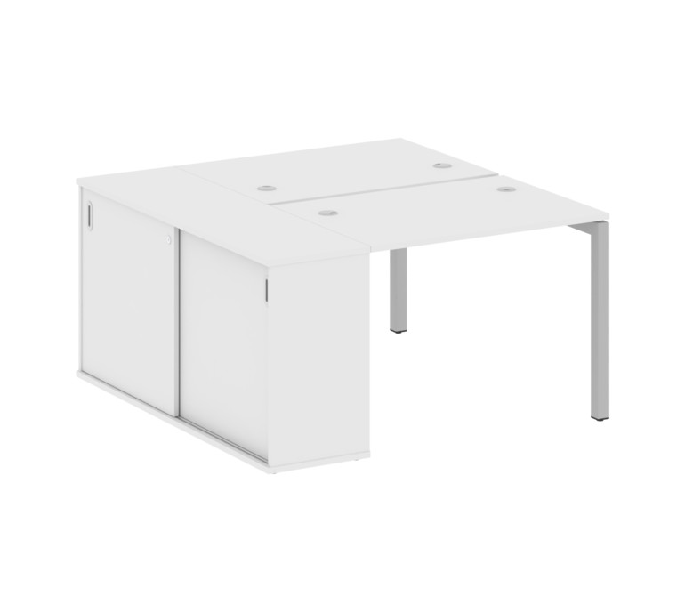 Metal System Quattro Рабочая станция с шкафом-купе на П-образном м/к 50БП.РС-СШК-1.1 Т Белый/Металл