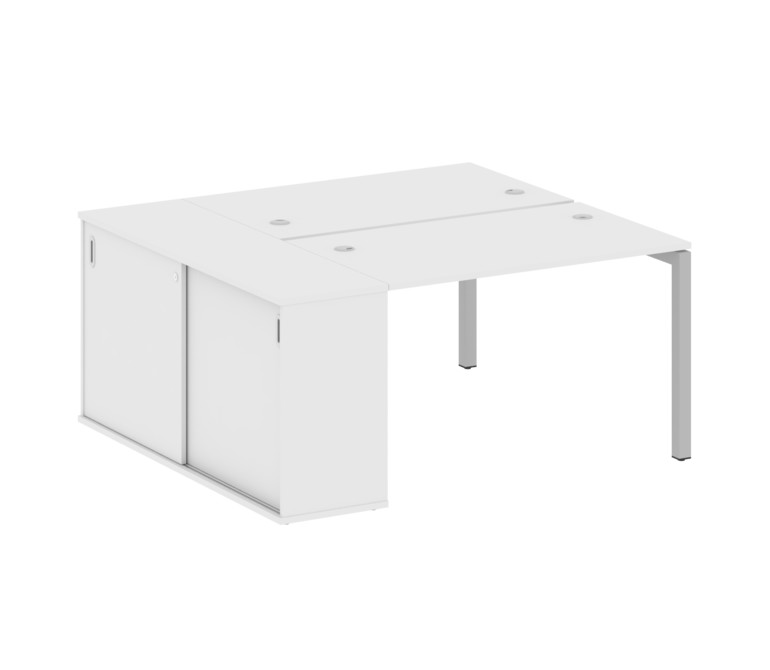 Metal System Quattro Рабочая станция с шкафом-купе на П-образном м/к 50БП.РС-СШК-1.2 Т Белый/Металл