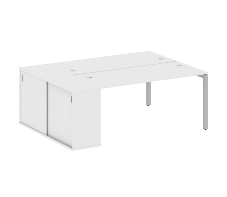 Metal System Quattro Рабочая станция с шкафом-купе на П-образном м/к 50БП.РС-СШК-1.4 Т Белый/Металл