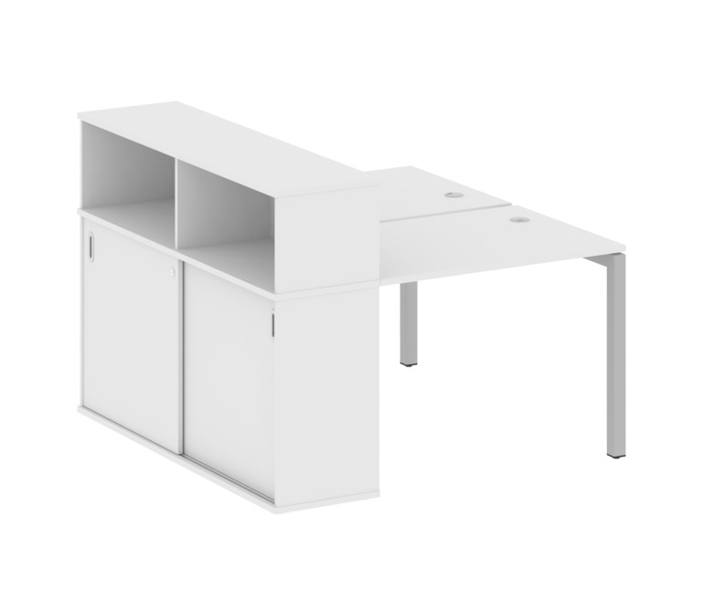 Metal System Quattro Рабочая станция с шкафом-купе на П-образном м/к 50БП.РС-СШК-2.1 Т Белый/Металл