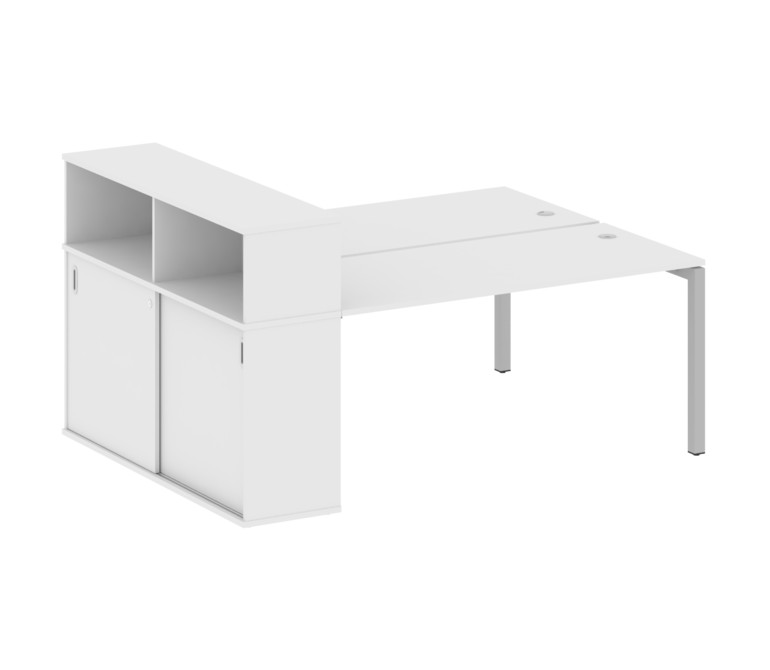 Metal System Quattro Рабочая станция с шкафом-купе на П-образном м/к 50БП.РС-СШК-2.4 Т Белый/Металл