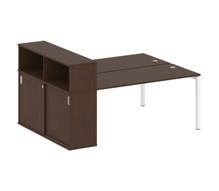 Metal System Quattro Рабочая станция с шкафом-купе на П-образном м/к 50БП.РС-СШК-2.4 Т Венге Цаво/Ме
