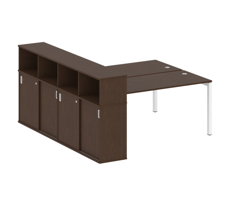 Metal System Quattro Рабочая станция с шкафом-купе на П-образном м/к 50БП.РС-СШК-4.4 Т Венге Цаво/Ме
