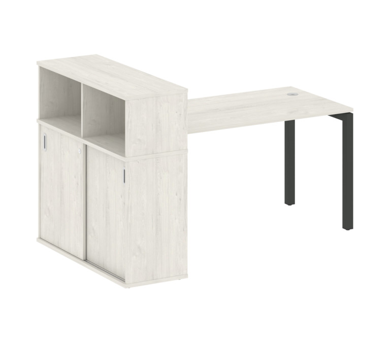 Metal System Quattro Стол письменный с шкафом-купе на П-образном м/к 50БП.РС-СШК-3.3 Т Дуб Наварра/М