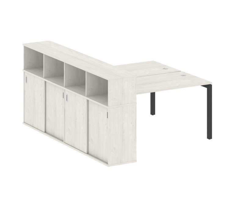 Metal System Quattro Рабочая станция с шкафом-купе на П-образном м/к 50БП.РС-СШК-4.3 Т Дуб Наварра/М