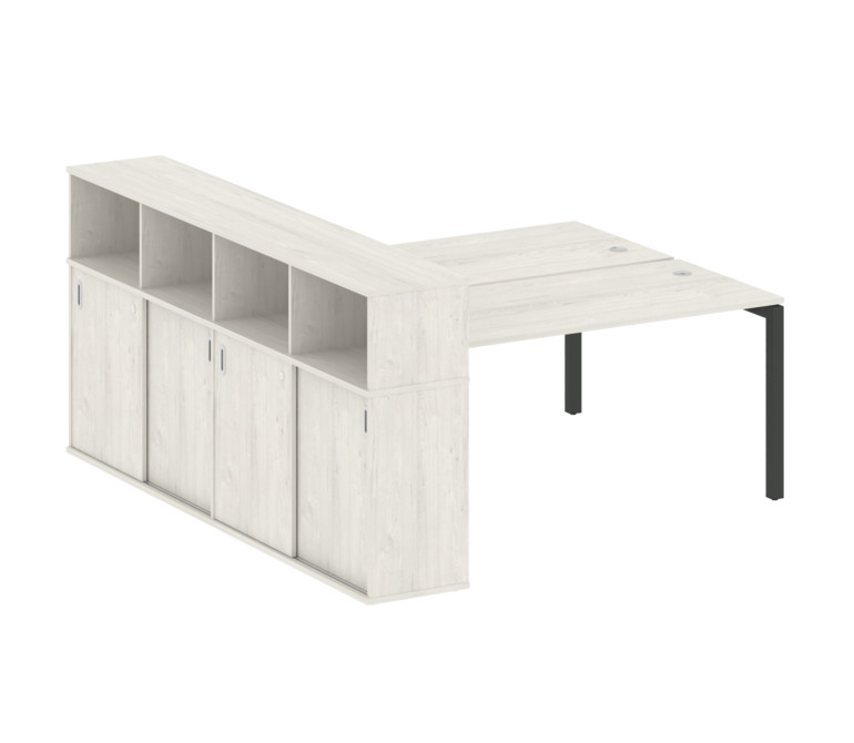 Metal System Quattro Рабочая станция с шкафом-купе на П-образном м/к 50БП.РС-СШК-4.4 Т Дуб Наварра/М