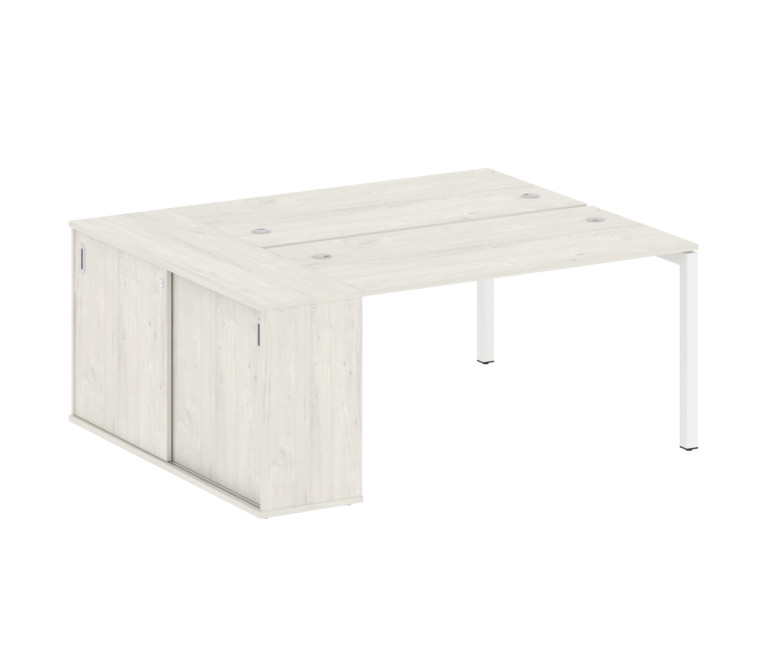 Metal System Quattro Рабочая станция с шкафом-купе на П-образном м/к 50БП.РС-СШК-1.3 Т Дуб Наварра/М