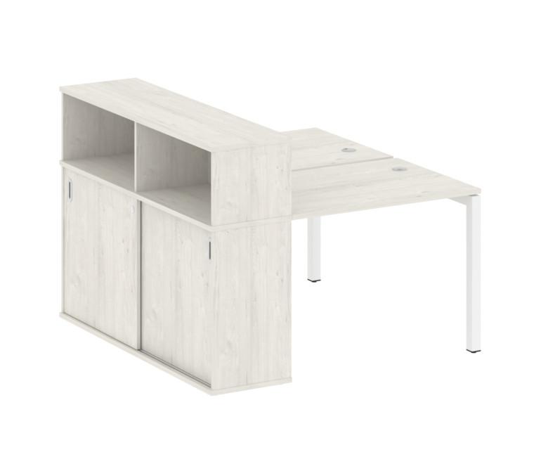 Metal System Quattro Рабочая станция с шкафом-купе на П-образном м/к 50БП.РС-СШК-2.1 Т Дуб Наварра/М