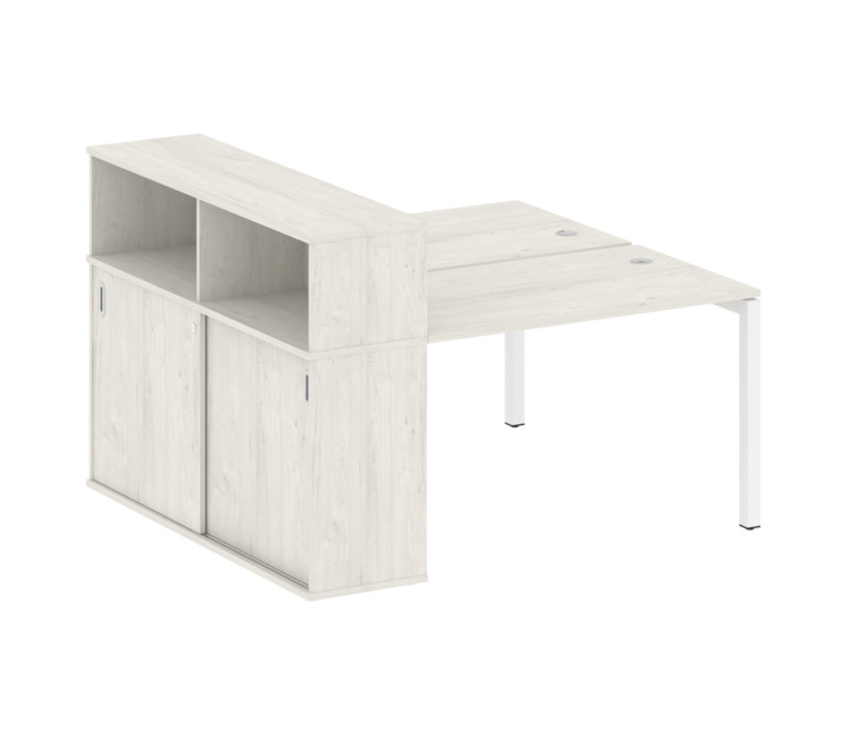 Metal System Quattro Рабочая станция с шкафом-купе на П-образном м/к 50БП.РС-СШК-2.2 Т Дуб Наварра/М