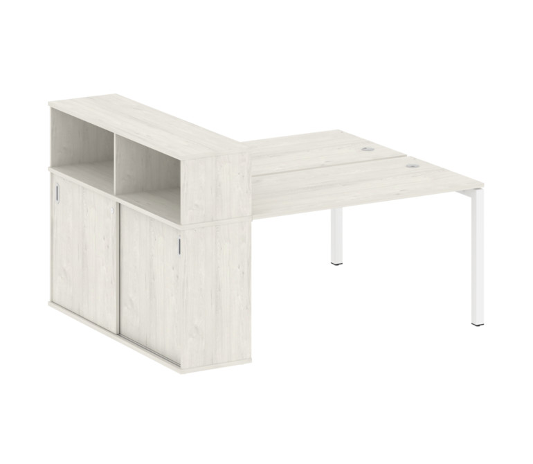 Metal System Quattro Рабочая станция с шкафом-купе на П-образном м/к 50БП.РС-СШК-2.3 Т Дуб Наварра/М