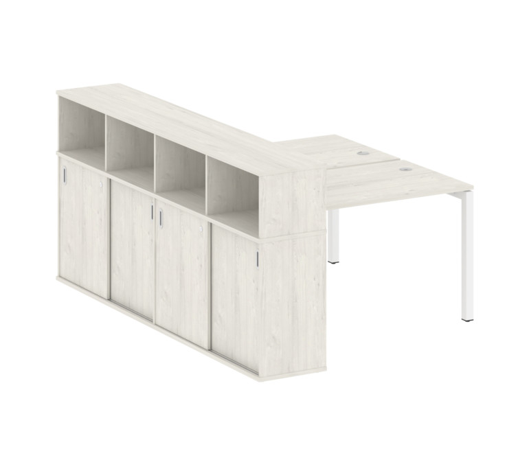 Metal System Quattro Рабочая станция с шкафом-купе на П-образном м/к 50БП.РС-СШК-4.2 Т Дуб Наварра/М