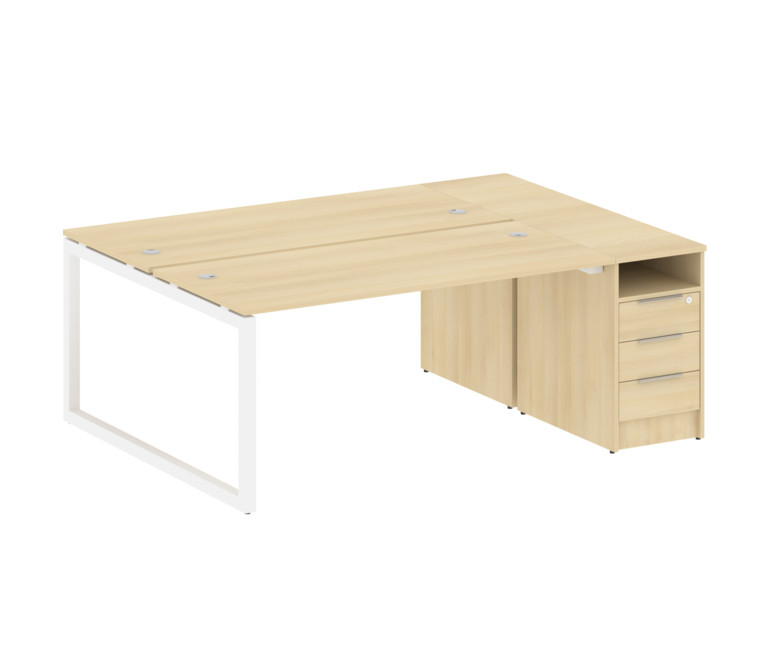 Metal System Quattro Рабочая станция с тумбой на О-образном м/к 50БО.РС-СТП-2.4 Акация Лорка/Металл