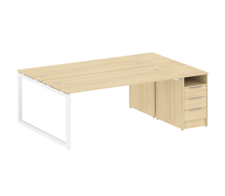 Metal System Quattro Рабочая станция с тумбой на О-образном м/к 50БО.РС-СТП-2.5 Акация Лорка/Металл