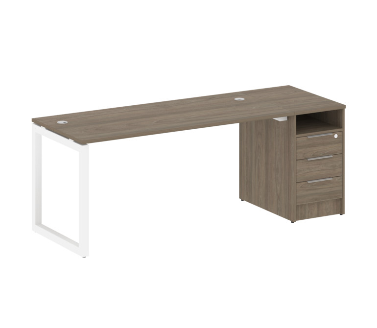 Metal System Quattro Рабочая станция с тумбой на О-образном м/к 50БО.РС-СТП-1.4 Вяз Благородный/Мета