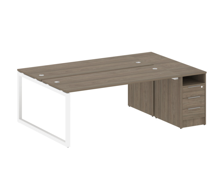 Metal System Quattro Рабочая станция с тумбой на О-образном м/к 50БО.РС-СТП-2.5 Вяз Благородный/Мета