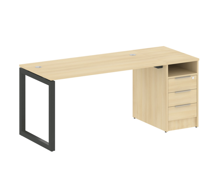 Metal System Quattro Рабочая станция с тумбой на О-образном м/к 50БО.РС-СТП-1.3 Акация Лорка/Металл