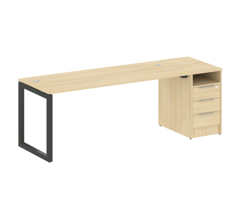 Metal System Quattro Рабочая станция с тумбой на О-образном м/к 50БО.РС-СТП-1.5 Акация Лорка/Металл