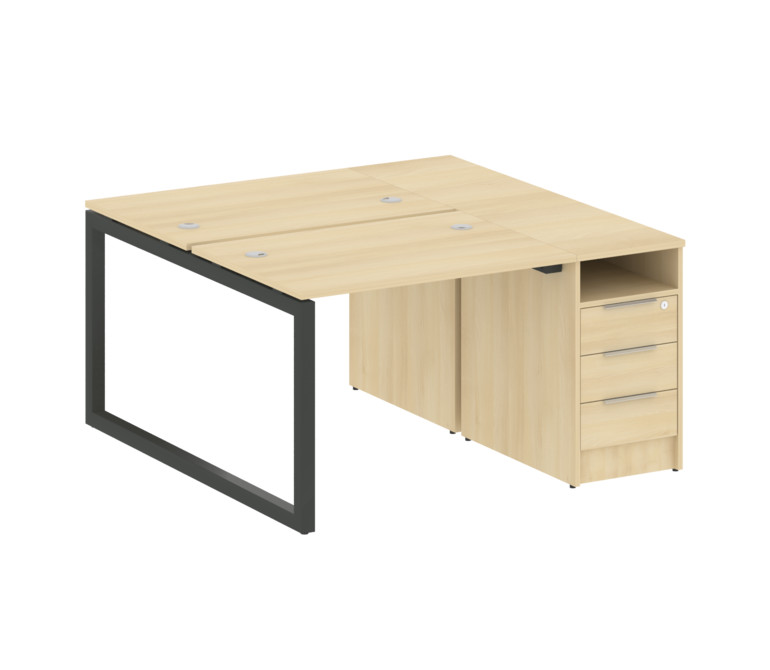 Metal System Quattro Рабочая станция с тумбой на О-образном м/к 50БО.РС-СТП-2.1 Акация Лорка/Металл