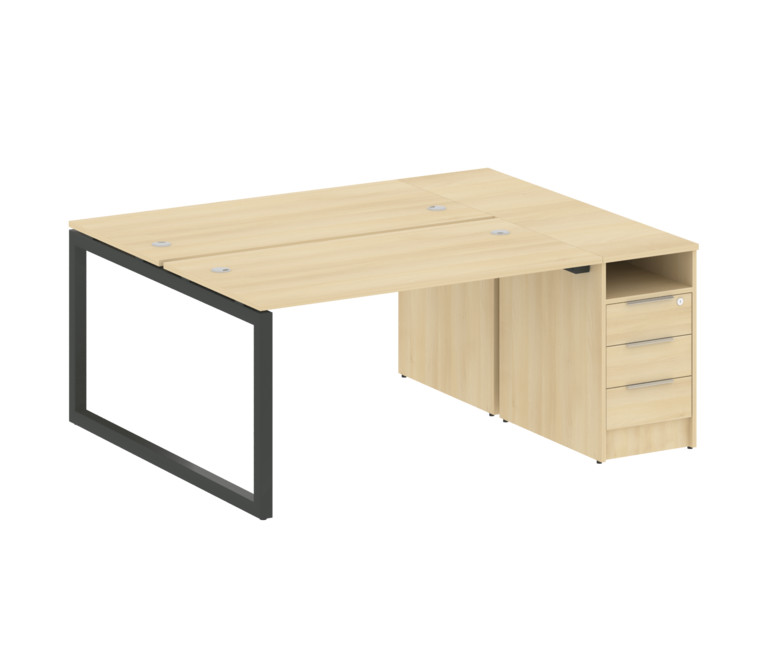 Metal System Quattro Рабочая станция с тумбой на О-образном м/к 50БО.РС-СТП-2.3 Акация Лорка/Металл