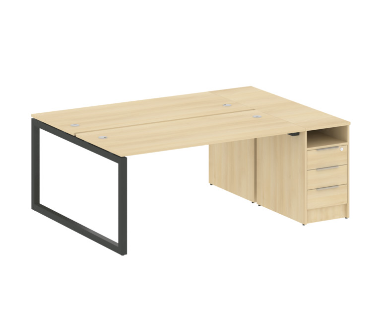 Metal System Quattro Рабочая станция с тумбой на О-образном м/к 50БО.РС-СТП-2.4 Акация Лорка/Металл