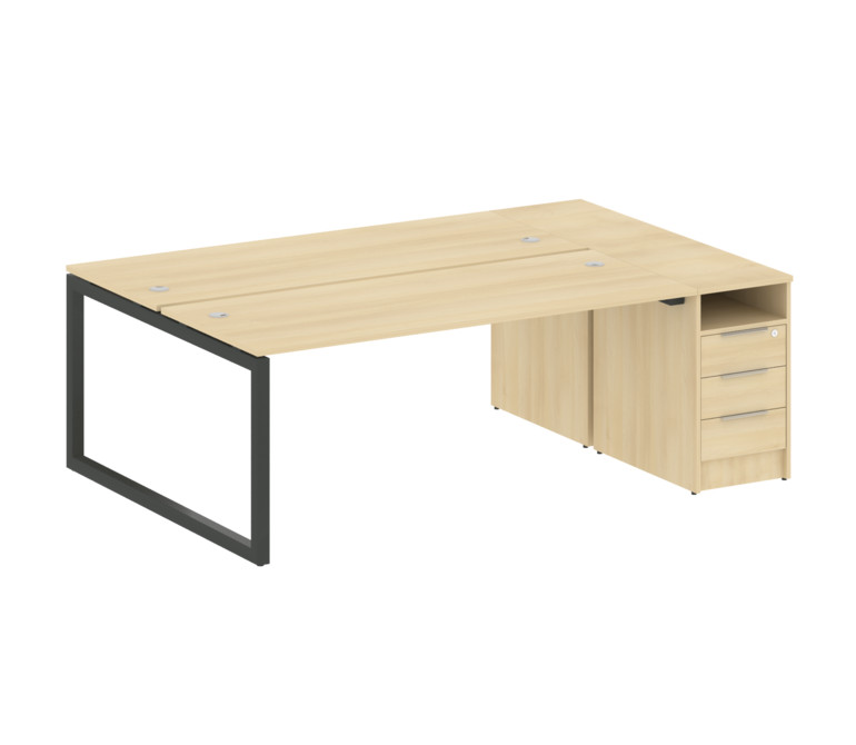 Metal System Quattro Рабочая станция с тумбой на О-образном м/к 50БО.РС-СТП-2.5 Акация Лорка/Металл