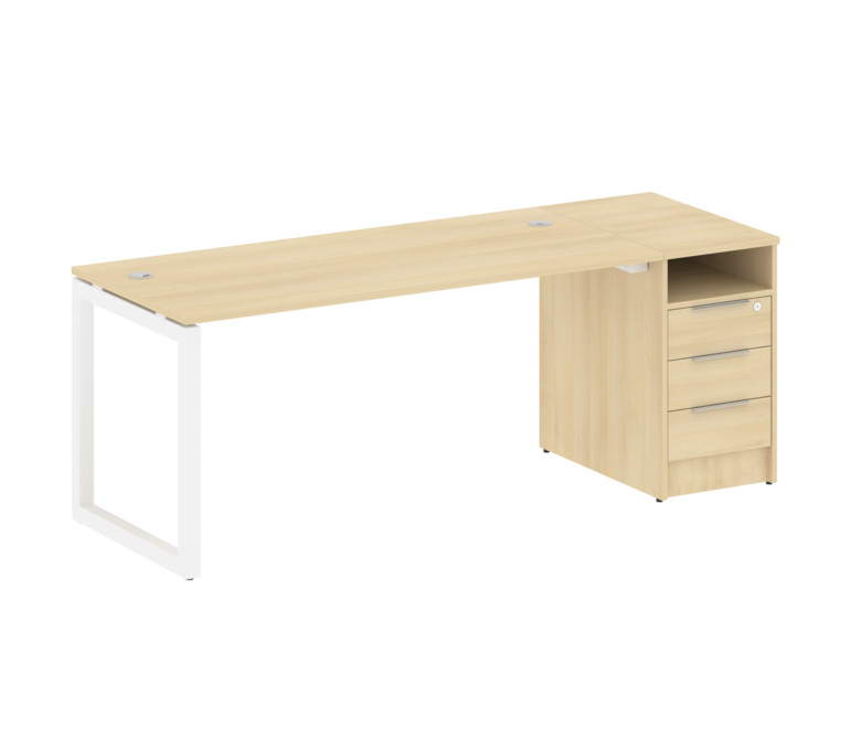 Metal System Quattro Рабочая станция с тумбой на О-образном м/к 50БО.РС-СТП-1.4 Акация Лорка/Металл